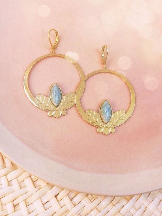 boucles alice amazonite poisson plume bijoux