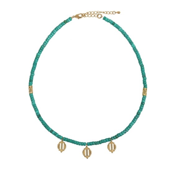 collier howlite turquoise et jonc petales dear charlotte portes