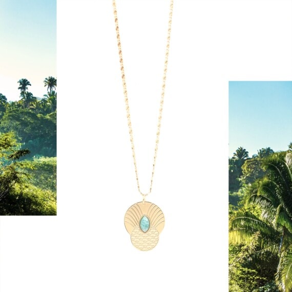 Collier bohème honulu amazonite chez poisson plume bijoux