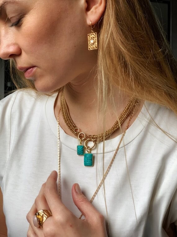 Collier gourmette turquoise dear charlotte