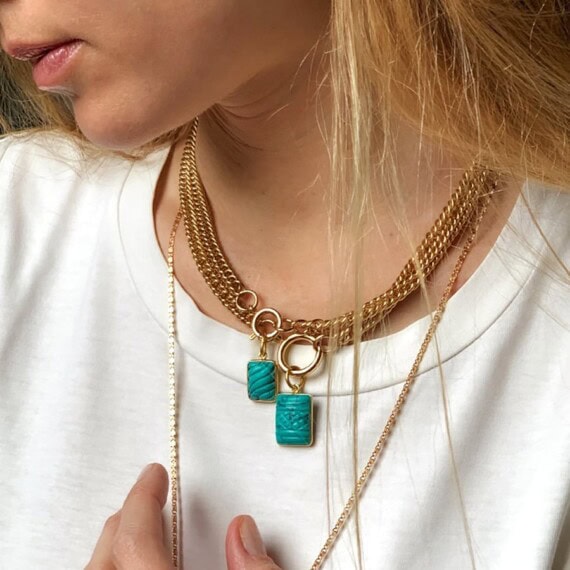 Collier gourmette turquoise dear charlotte chez poissonplume
