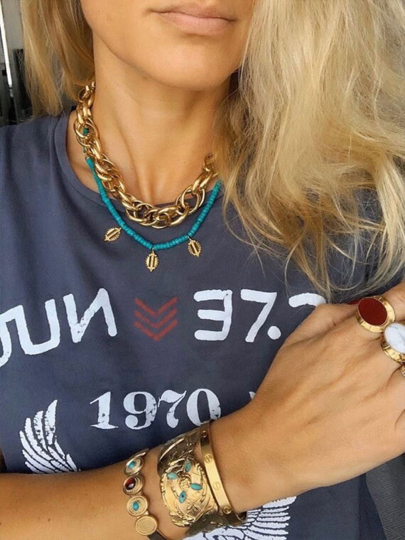 collier howlite turquoise et jonc petales dear charlotte portes