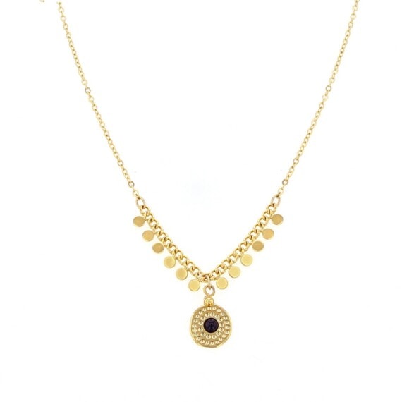 collier pastille doré et noir onyx