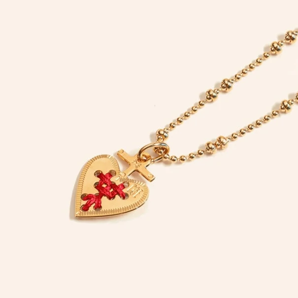 collier coeur rouge