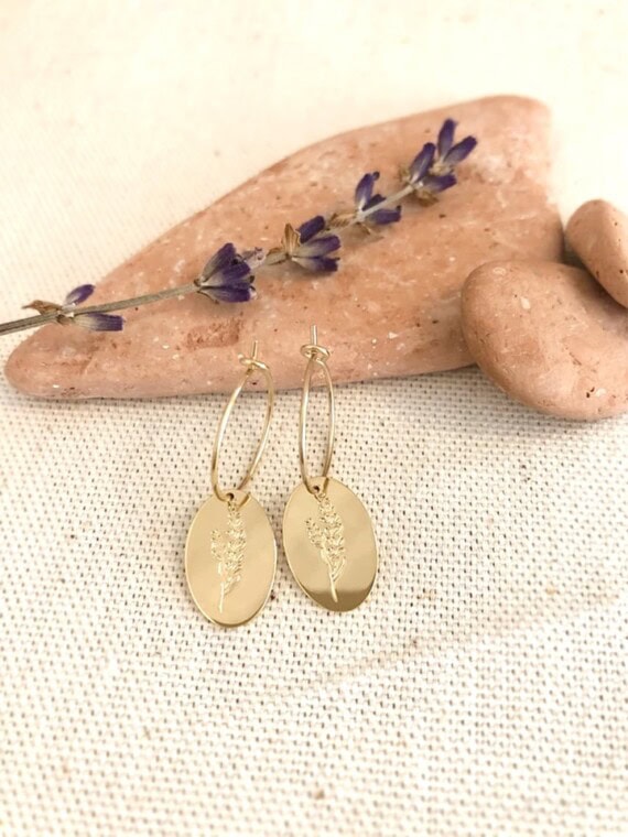 mini creoles medaille lavande