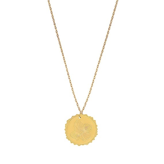 collier bella ledaille fleur ld detail gravure