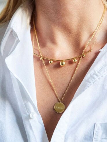 Collier médaille perlée Mon Amour