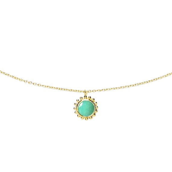 Collier plein soleil chrysoprase plaque or agnes de verneuil