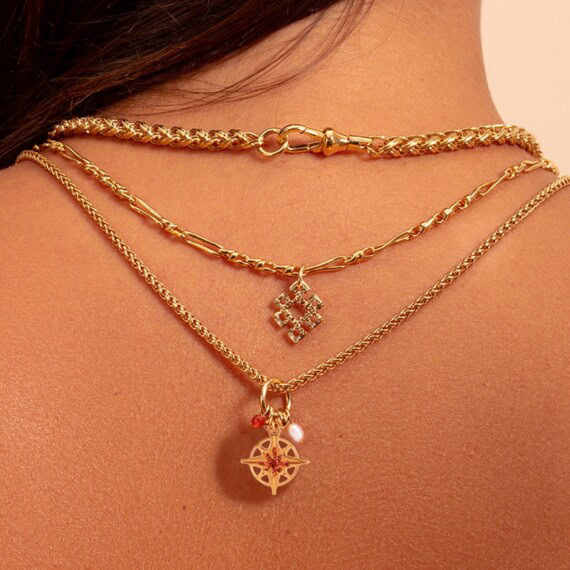 collier amulette cuivrée etoile du nord chez poissonplume bijoux