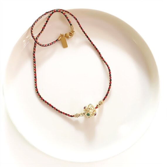 collier ravhi sphere cordon tresse boheme