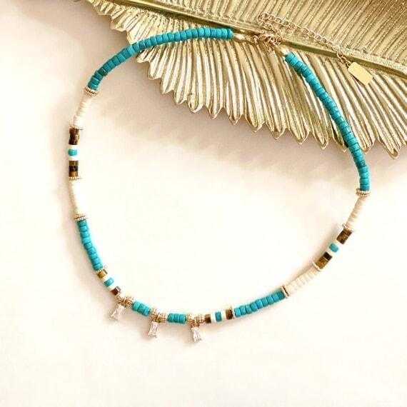 Collier ila turquoise chez poissonplume