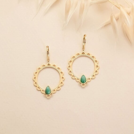 Boucles junon amazonite