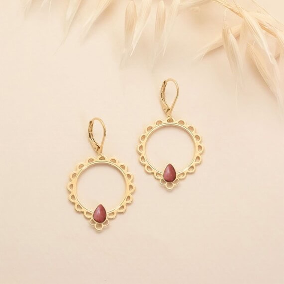 boucles d'oreilles Junon rhodonite