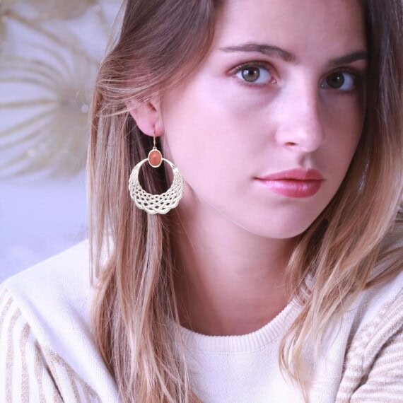 Boucles d'oreilles katniss rhodonite