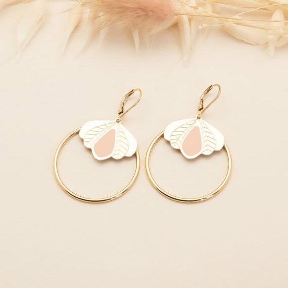 boucles chloé rose poudré fleur de lotus