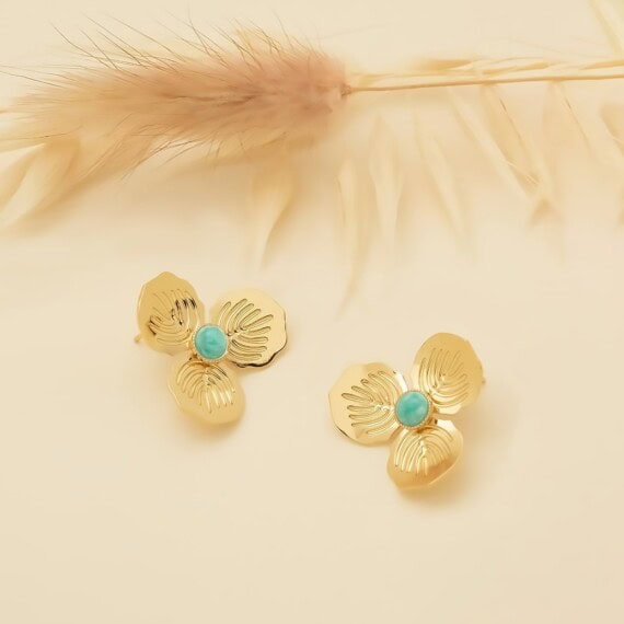 boucles d'oreilles fleurs freesia amazonite primavera