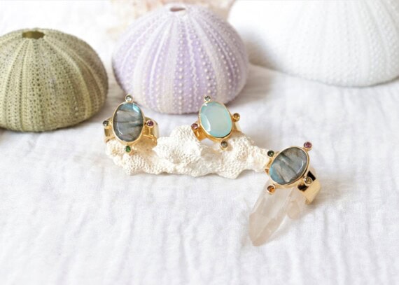 bagues josephine labradorite et aqua