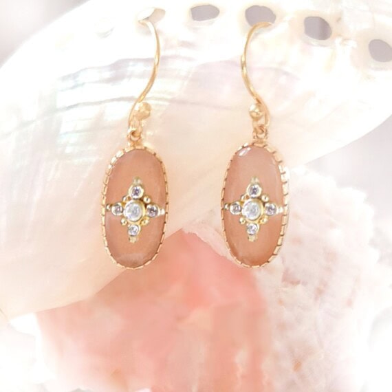 boucles thelma pieere de lune rose