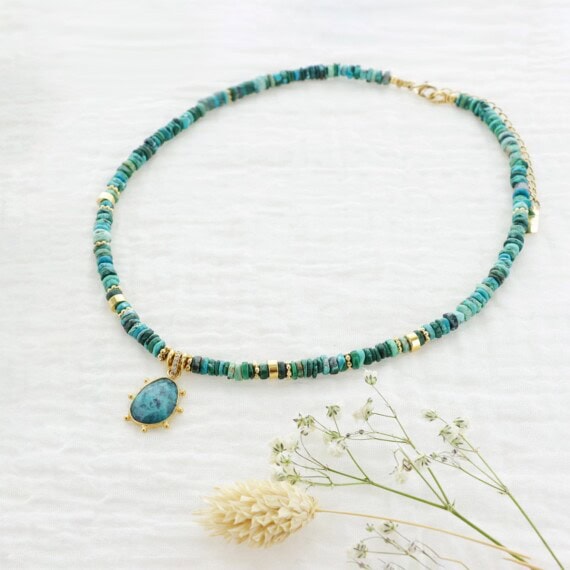 collier ras de cou choker heloise turquoise