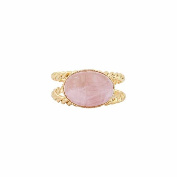 bague scarabée quartz rose