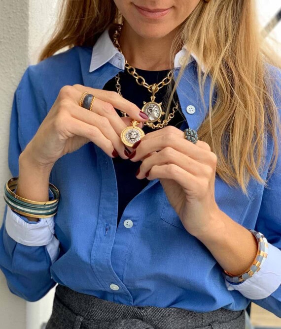 Collier bi-face tête de lion