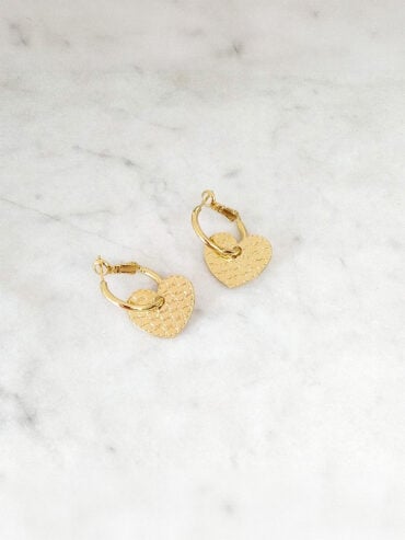 boucles d'oreilles cœur Linda - créoles dorées