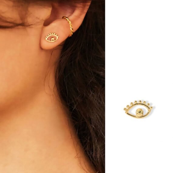 puces d'oreilles Anja oeil en vermeil