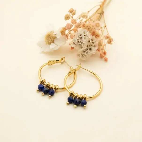 boucles perles sakura lapis-lazuli