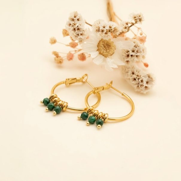 boucles perles sakura malachite