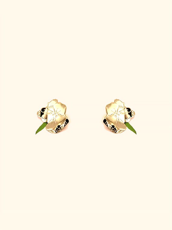 Boucles d'oreilles floralia bouton de geranium - boucles dorées
