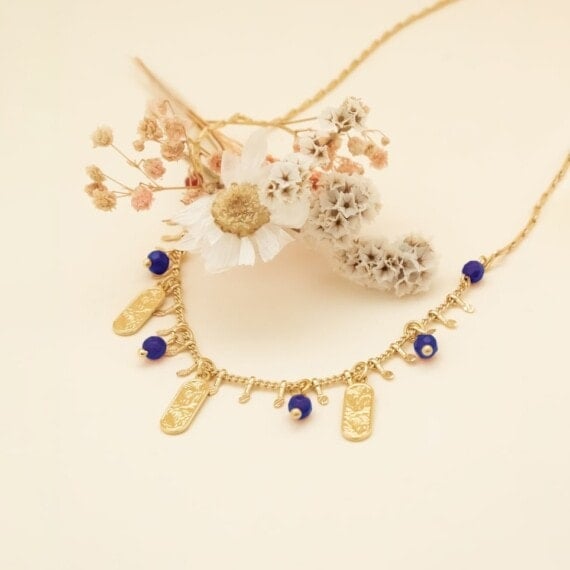 collier sakura lya lapis lazuli pampilles