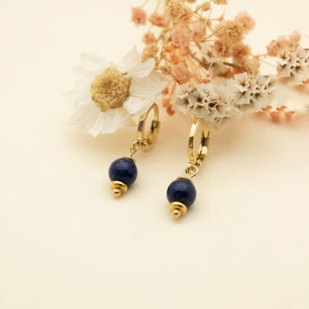 mini creoles perle sakura lapis lazuli