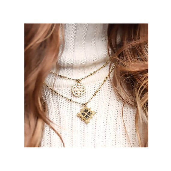 Collier médaille Colima Gris Minéral Vibrant – Image 2