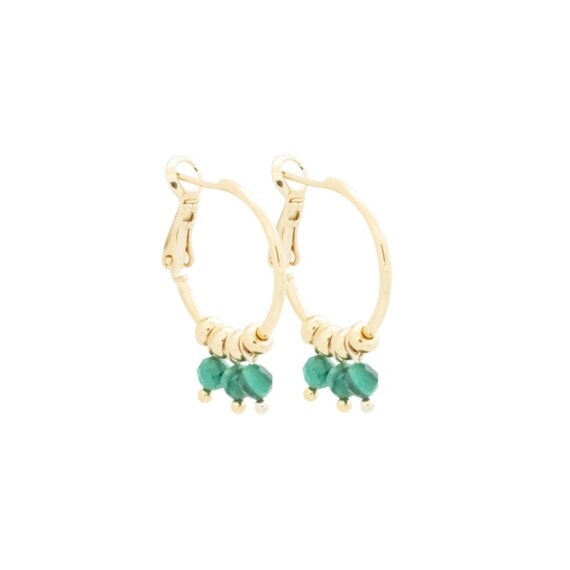 Créoles perles sakurae malachite