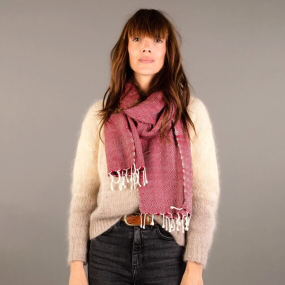 echarpe femme krama rouge brique