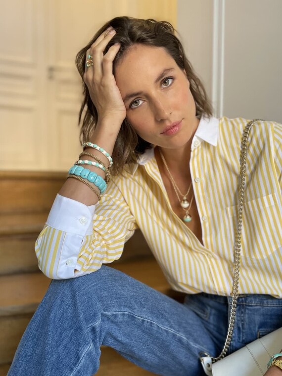 bracelet facettes pierres turquoises dear charlotte