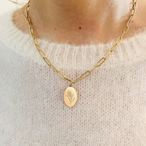 Collier maille olea medaille olivier femme pull JDM