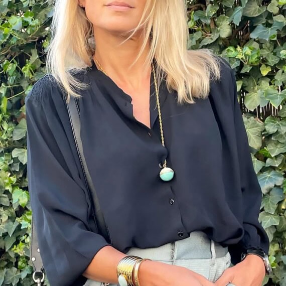 Collier sphère turquoise fuji