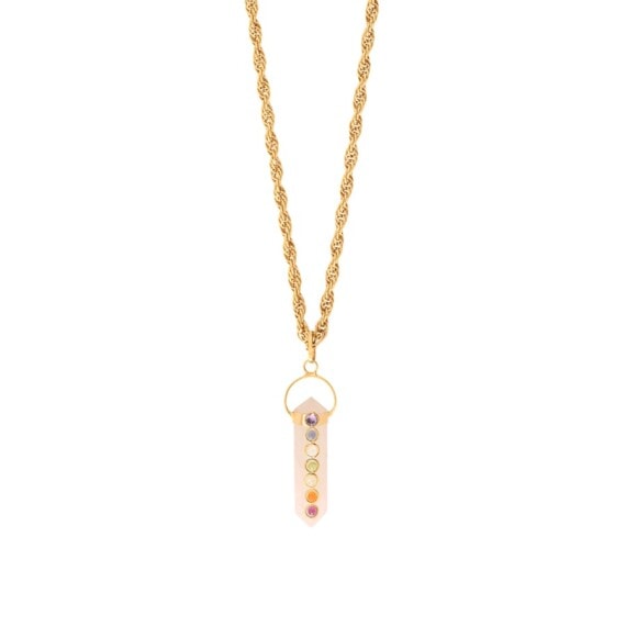 Sautoir Fuji quartz rose 7 chakras