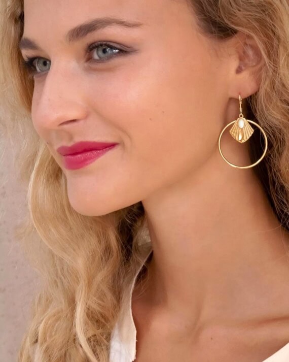 Boucles d'oreilles Cercle Shanghai nacre