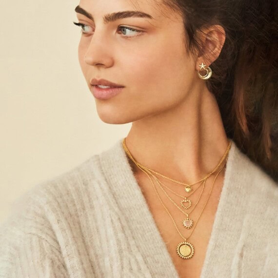 femme bijoux boucles d'oreilles etoile et collier coeur vermeil ADV