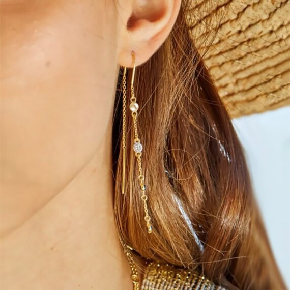 BOUCLES SITARA ZIRCONS BLANCS FEMME SOLEIL Cok