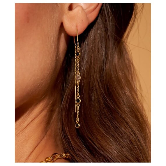 boucles d'oreilles Sitara zircons noirs
