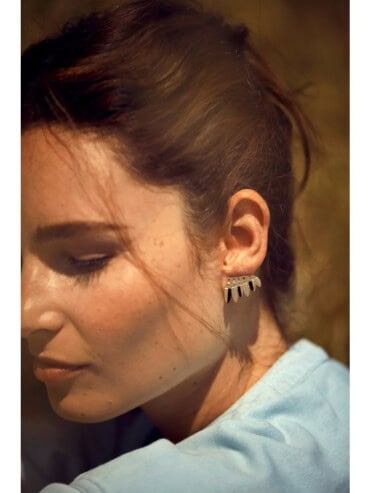 Boucles d'oreilles Climbers Plumetis - noir