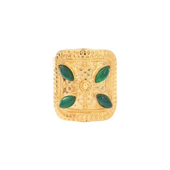 Chevalière carrée Agate verte dear charlotte