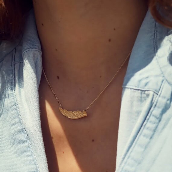 Collier plumage - Bijou de créateur au motif plumes