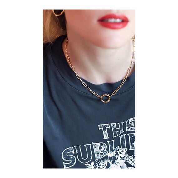 Collier Pure numéro 5 maillons et mousqueton femme