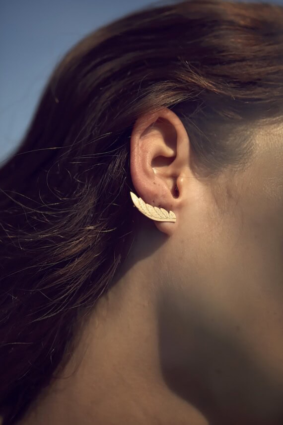 Boucles d'oreilles climbers plumes contours d'oreilles