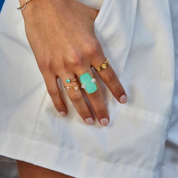 bague sangha turquoise bleu clair