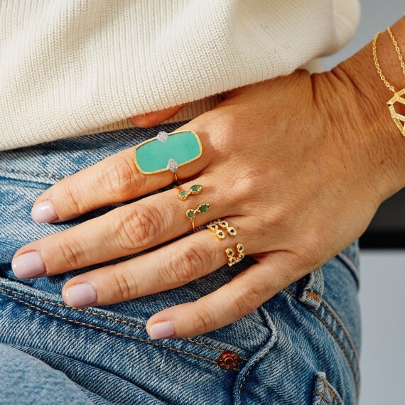 bague sangha turquoise bleu clair